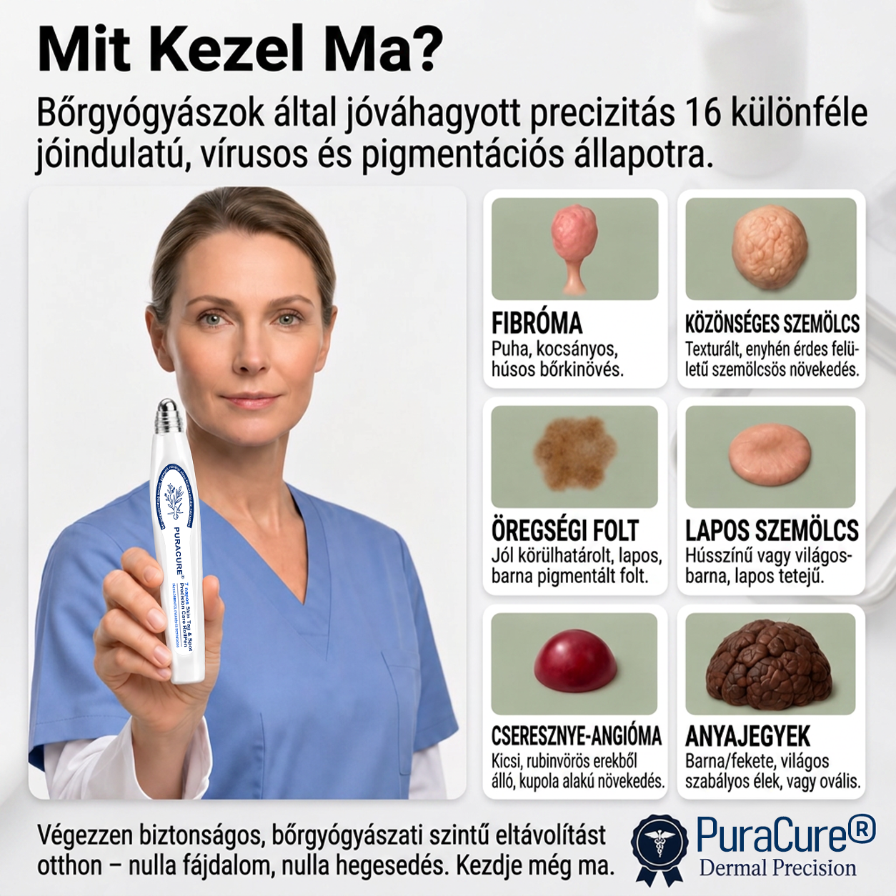 📦PuraCure® 👩‍⚕️ 𝟕 𝐍𝐚𝐩𝐨𝐬 Bőrkinövés- és Folteltávolító Toll Fájdalommentes és Hegmentes Professzionális Rollerball