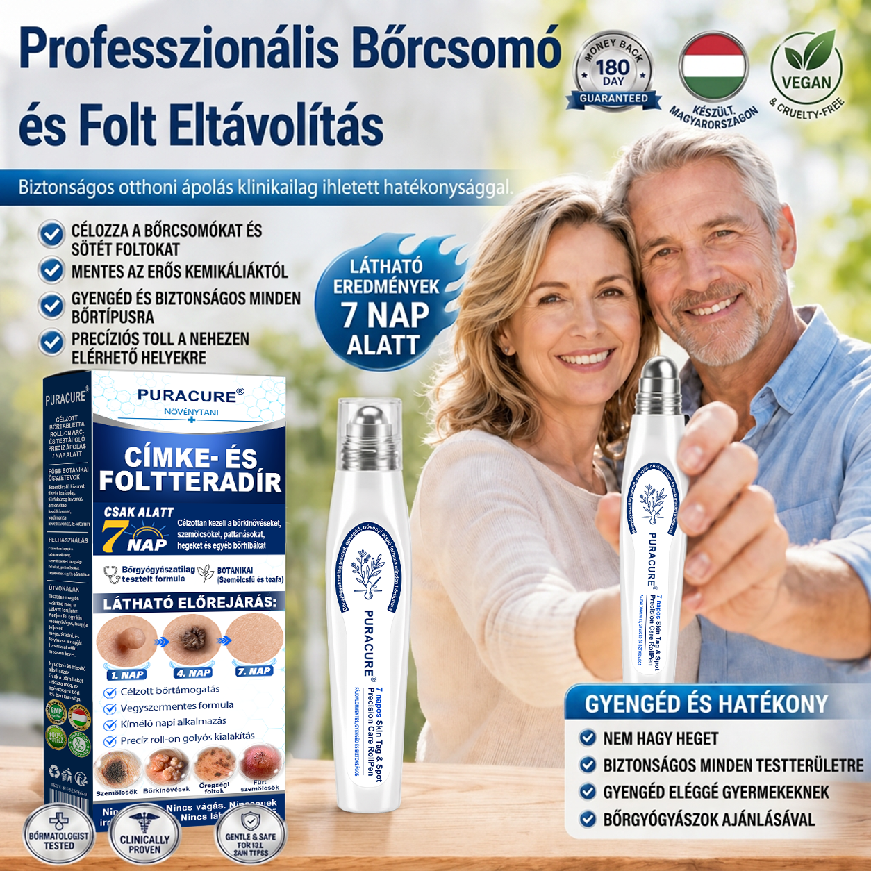 📦PuraCure® 👩‍⚕️ 𝟕 𝐍𝐚𝐩𝐨𝐬 Bőrkinövés- és Folteltávolító Toll Fájdalommentes és Hegmentes Professzionális Rollerball