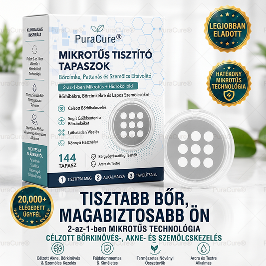 🌿 PuraCure® 2 az 1-ben mikrotűs és hidrokolloid tapasz🍀 | Kiálló anyajegyek, aknék, lapos szemölcsök és bőrnövedékek eltávolítására | Segít csökkenteni a ráncokat, hegeket és bőrhibákat | Láthatatlan tapasz az arcra és testre