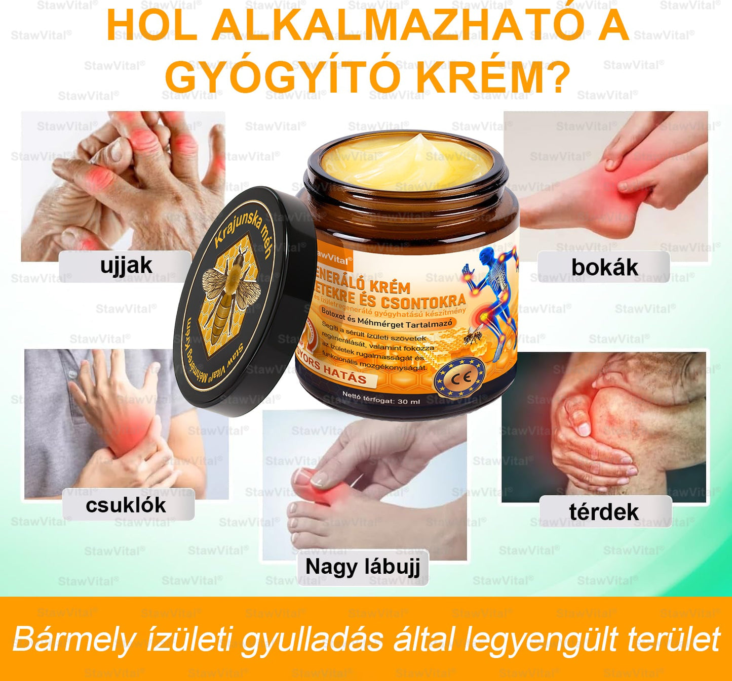 🥰𝑺𝒕𝒂𝒘𝑽𝒊𝒕𝒂𝒍® Botoxot és Méhmérget Tartalmazó Regeneráló Krém Ízületekre és Csontokra | MOT (Magyar Ortopéd Társaság) által tanúsított termék