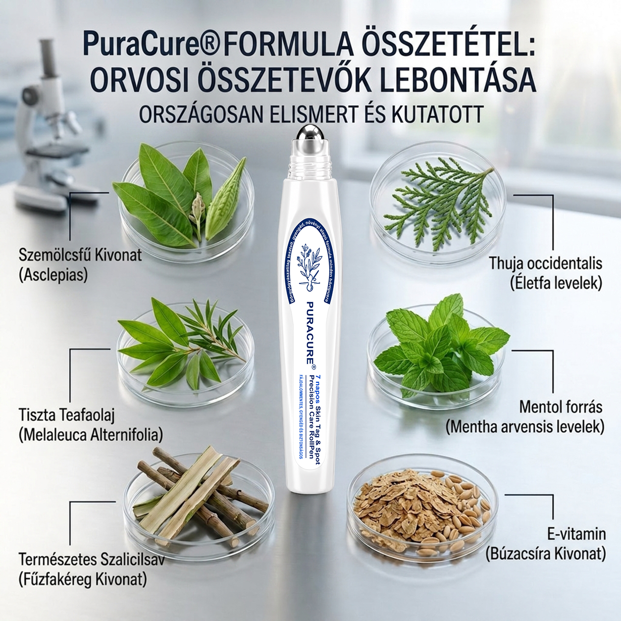 📦PuraCure® 👩‍⚕️ 𝟕 𝐍𝐚𝐩𝐨𝐬 Bőrkinövés- és Folteltávolító Toll Fájdalommentes és Hegmentes Professzionális Rollerball